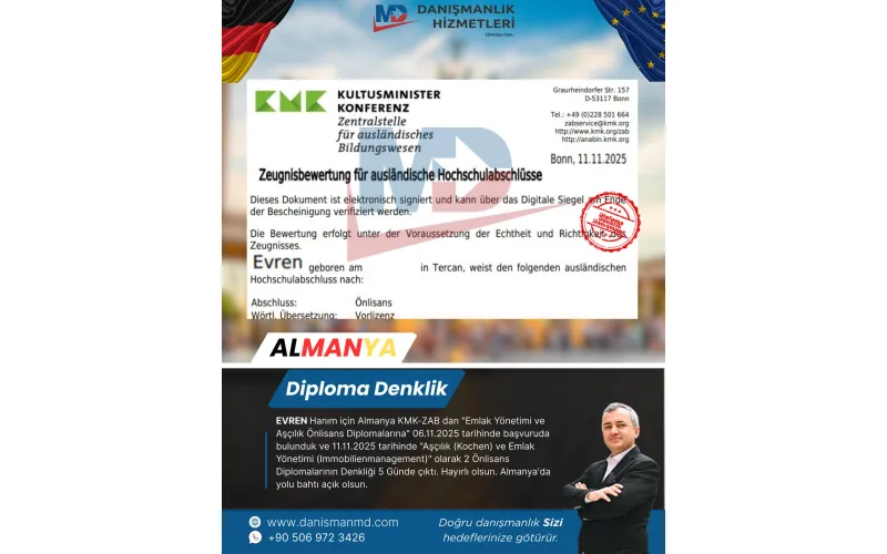 Almanya da Diploma Denklik ve Vize İşlemleri - MD Danışmanlık Hizmetleri Antalya